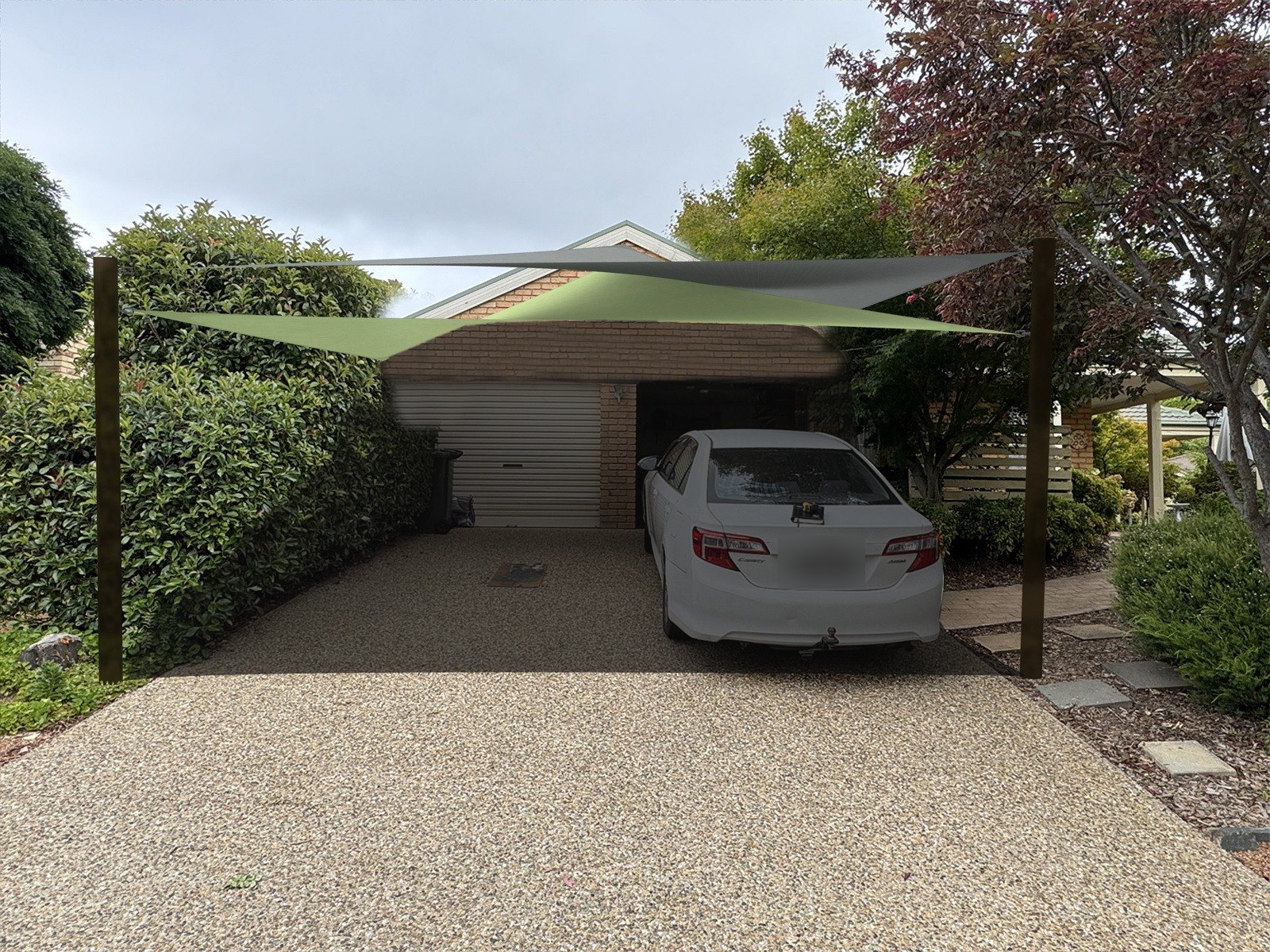 Driveway with a proposed multi-sail carport concept