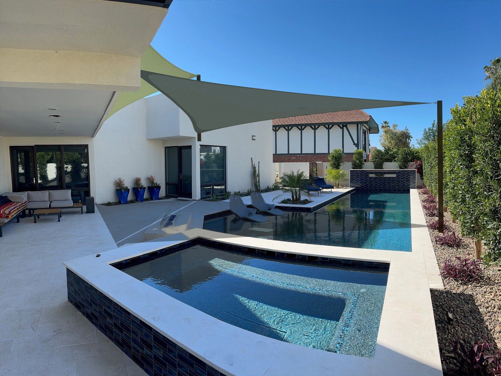 Second pool viewpoint with proposed tensile shade sails