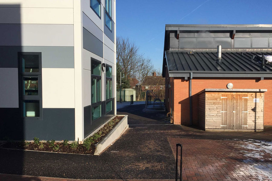 Original uncovered route between school buildings